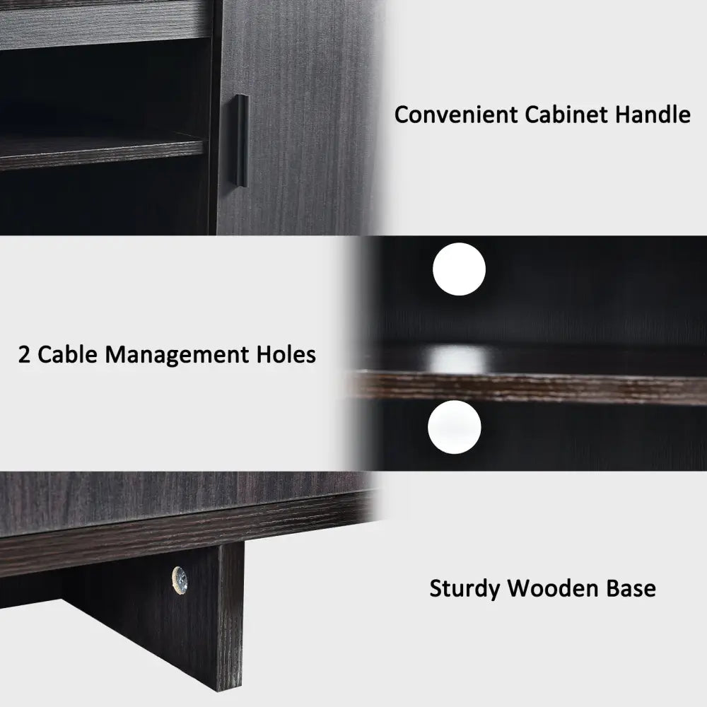 Modern Wood Universal TV Stand for TV up to 65 Inch with 2 Storage Cabinets - Dark Gray - Entertainment Centers & TV