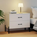 Modern Wooden 2-Drawer Nightstand with Metal Legs and Handles-White - White - Nightstands