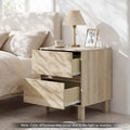 Modern WoodenEnd Table with 2 Storage Drawers-Natural - Natural - End & Side Tables