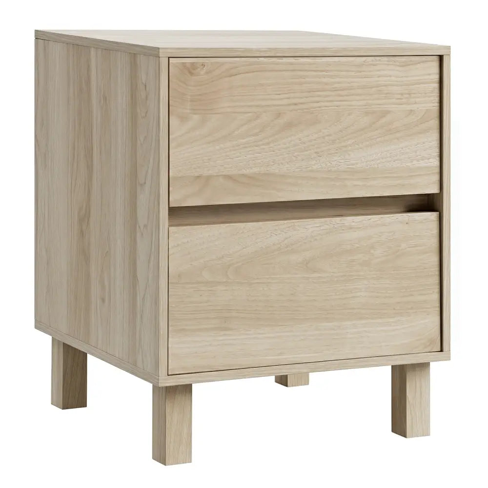 Modern WoodenEnd Table with 2 Storage Drawers-Natural - Natural - End & Side Tables