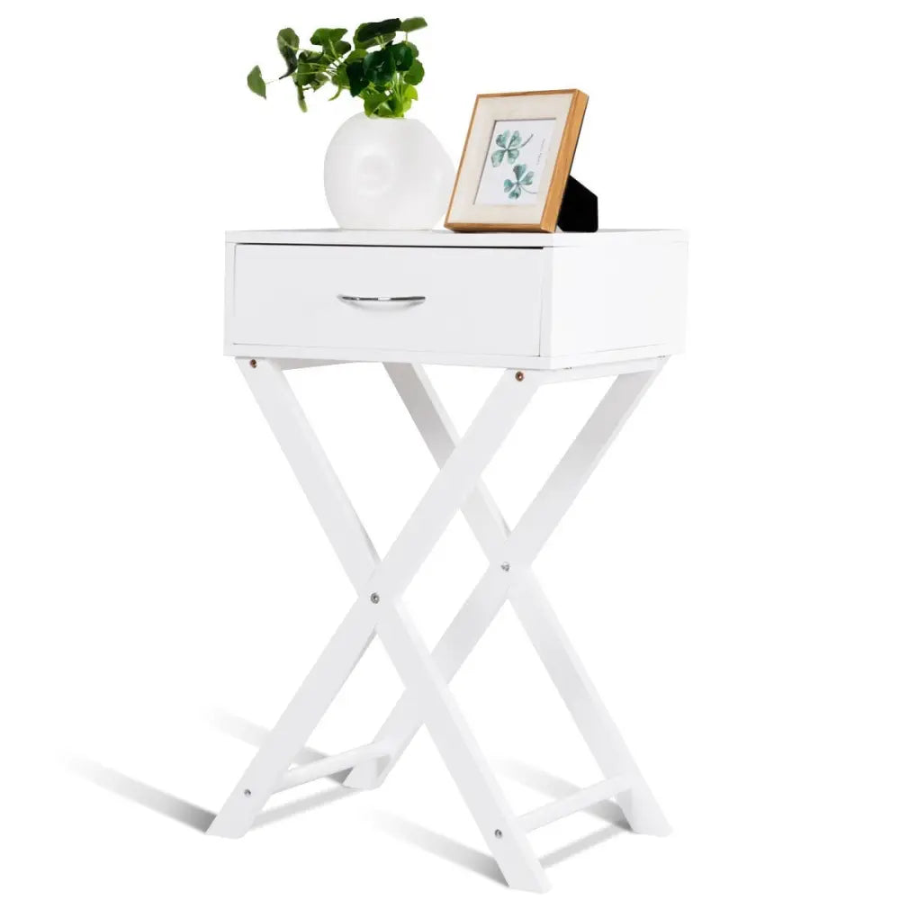 Modern X-Shape Accent Side End Table-Black - White - End & Side Tables