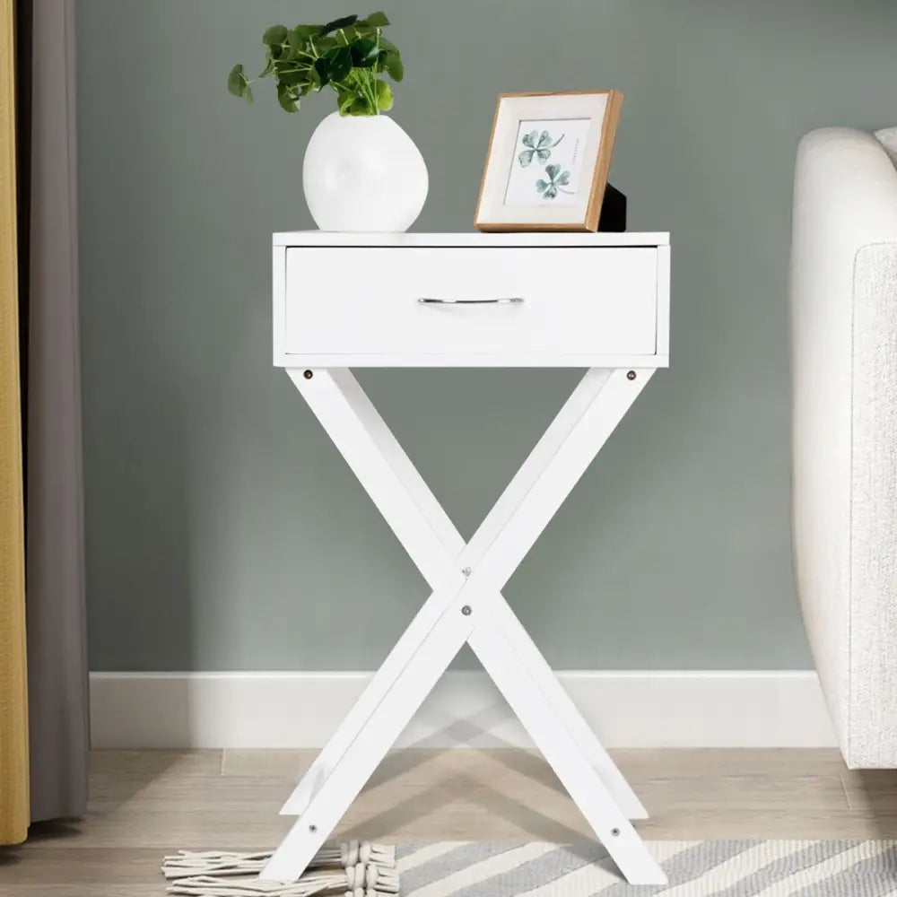 Modern X-Shape Accent Side End Table-Black - White - End & Side Tables