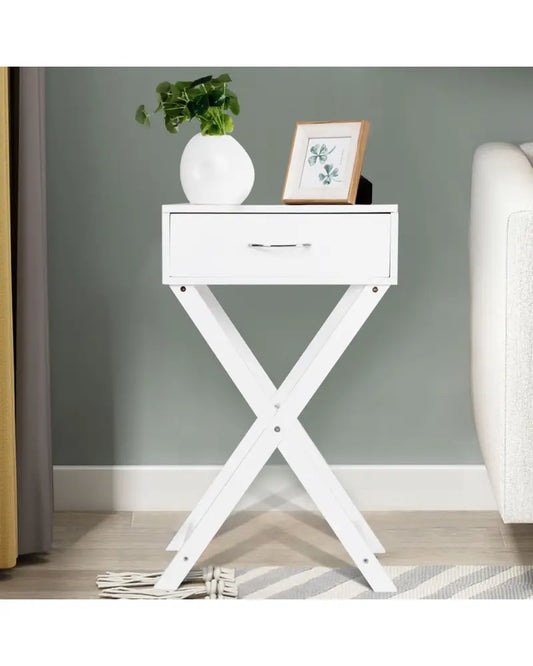 Modern X-Shape Accent Side End Table-Black - White - End & Side Tables