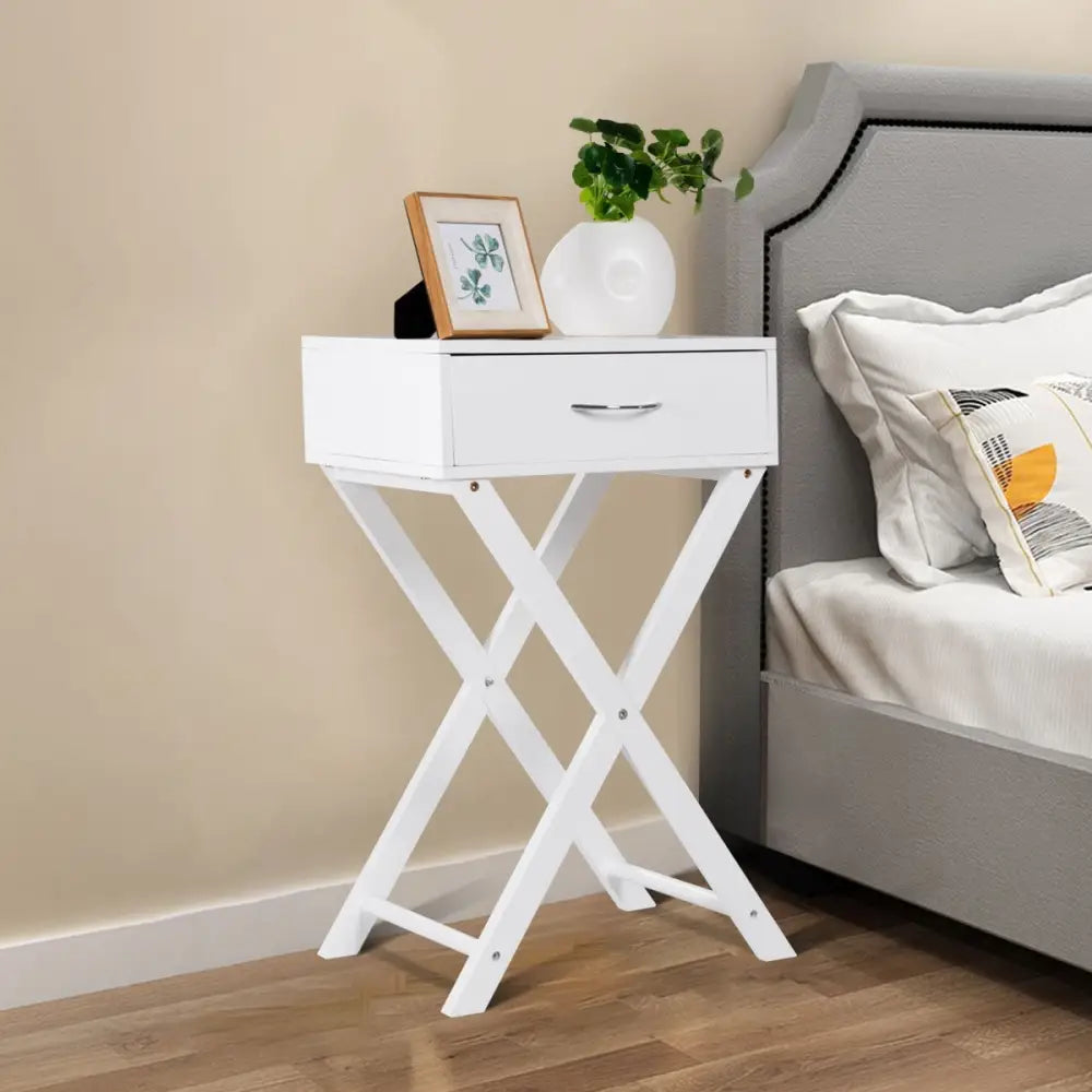 Modern X-Shape Accent Side End Table-Black - White - End & Side Tables
