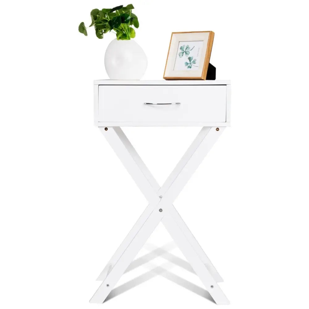 Modern X-Shape Accent Side End Table-Black - White - End & Side Tables