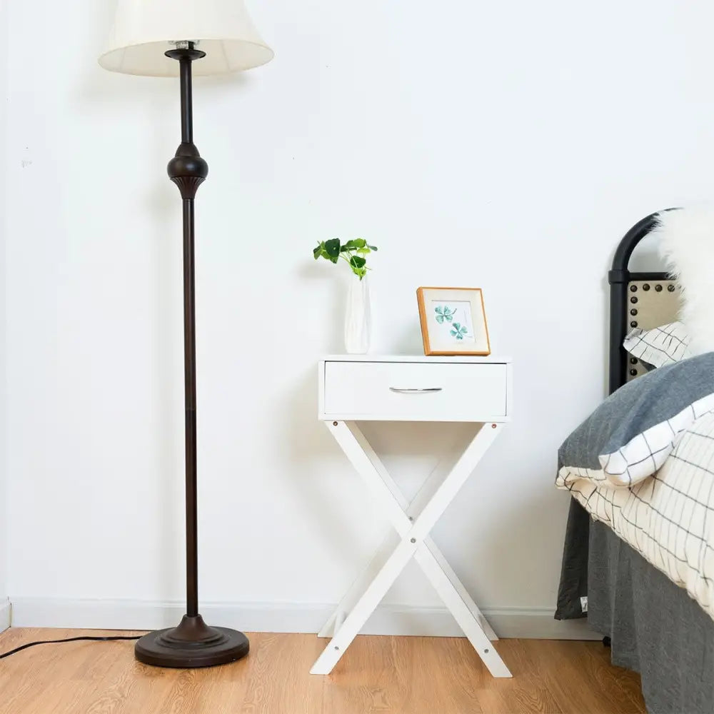 Modern X-Shape Accent Side End Table-Black - White - End & Side Tables