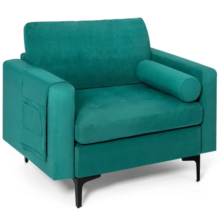 Modular 1/2/3/4-Seat L-Shaped Sectional Sofa Couch with Socket USB Port-1-Seat - Turquoise - Living Room