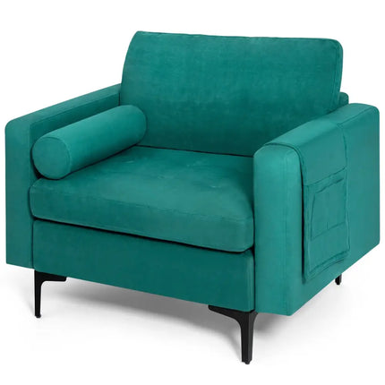 Modular 1/2/3/4-Seat L-Shaped Sectional Sofa Couch with Socket USB Port-1-Seat - Turquoise - Living Room