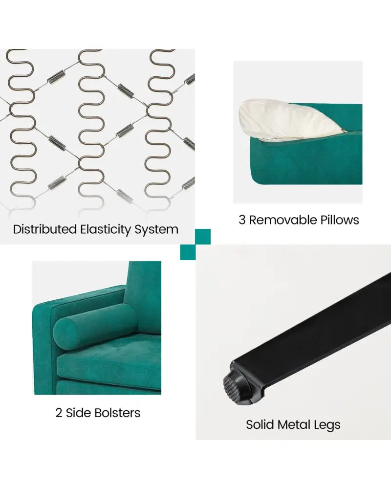 Modular 1/2/3/4-Seat L-Shaped Sectional Sofa Couch with Socket USB Port-3-Seat with USB port - Teal - Sofas & Loveseats