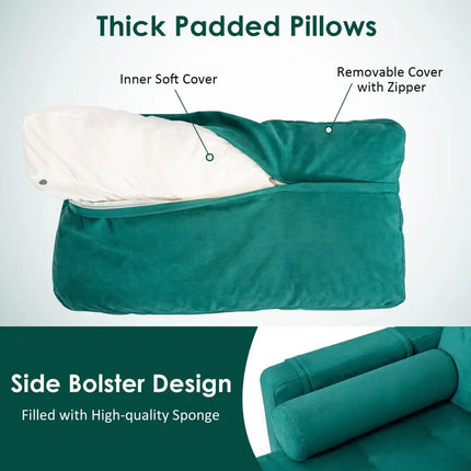 Modular 1/2/3/4-Seat L-Shaped Sectional Sofa Couch with Socket USB Port-3-Seat L-shaped - Teal - Sofas & Loveseats