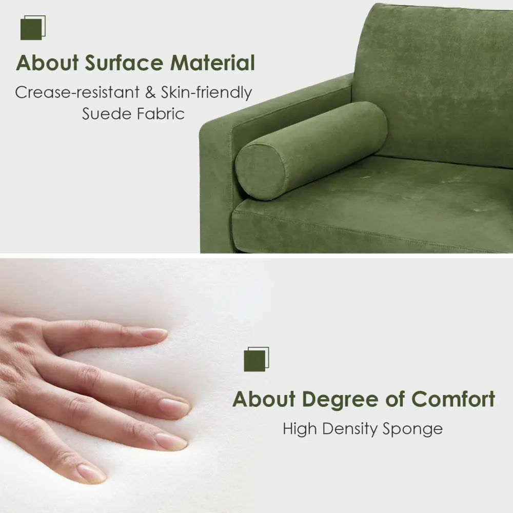 Modular 2-seat/3-Seat/4-Seat L-shaped Sectional Sofa Couch with Reversible Chaise and Socket USB Ports-2-Seat - Army