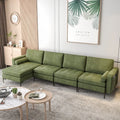 Modular 2-seat/3-Seat/4-Seat L-shaped Sectional Sofa Couch with Reversible Chaise and Socket USB Ports-4-Seat