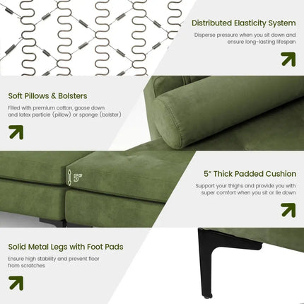 Modular 2-seat/3-Seat/4-Seat L-shaped Sectional Sofa Couch with Reversible Chaise and Socket USB Ports-4-Seat