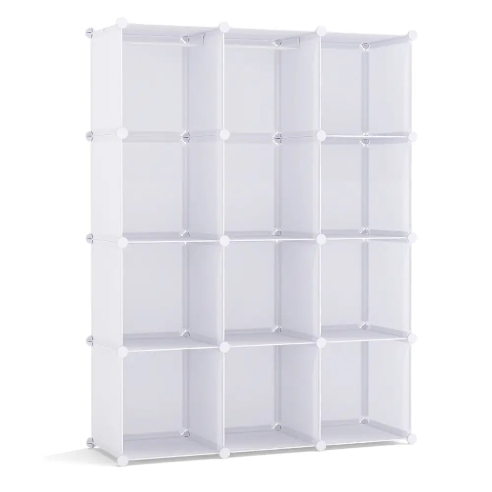 Modular Baby Wardrobe with 10 Cubes & Hanging Rod and Shelves Stackable-White - White - Kids Storage