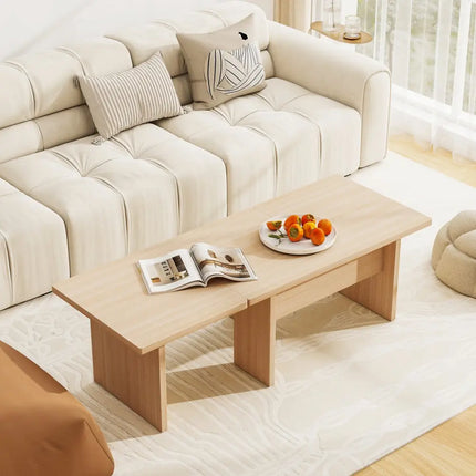 Modular Coffee Table Set of 2 L Shaped Center Tables for Small Space-Oak - Oak - Coffee Tables