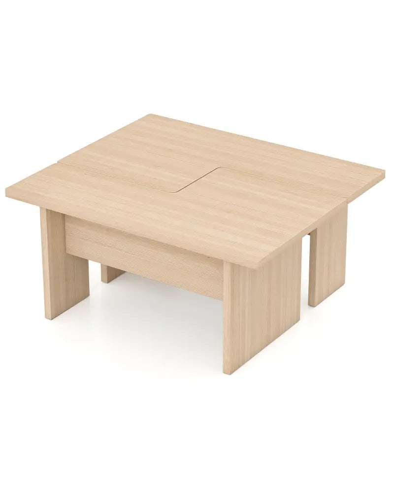 Modular Coffee Table Set of 2 L Shaped Center Tables for Small Space-Oak - Oak - Coffee Tables