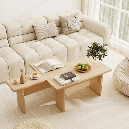 Modular Coffee Table Set of 2 L Shaped Center Tables for Small Space-Oak - Oak - Coffee Tables