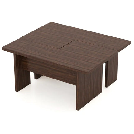 Modular Coffee Table Set of 2 L Shaped Center Tables for Small Space-Walnut - Walnut - Coffee Tables