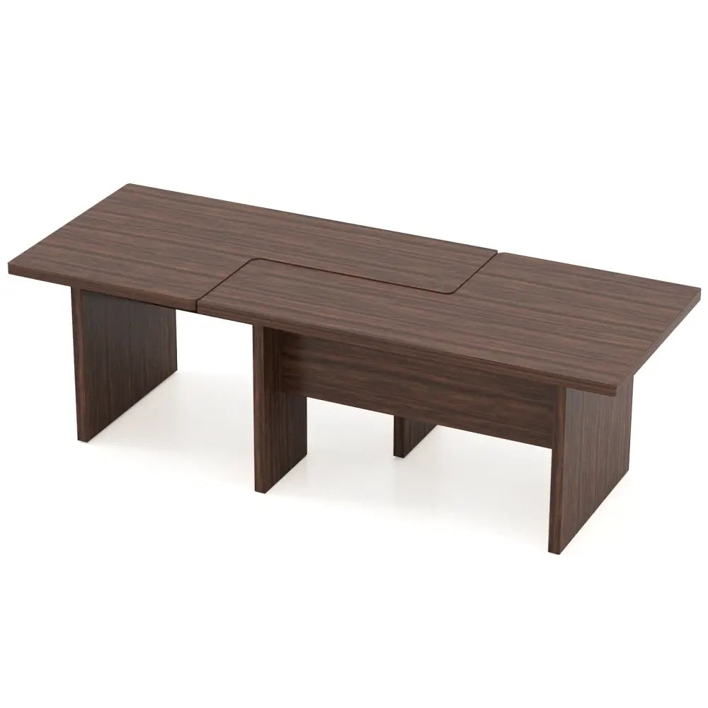 Modular Coffee Table Set of 2 L Shaped Center Tables for Small Space-Walnut - Walnut - Coffee Tables