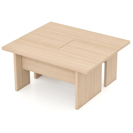 Modular Coffee Table Set of 2 L Shaped Center Tables for Small Space-Oak - Oak - Coffee Tables