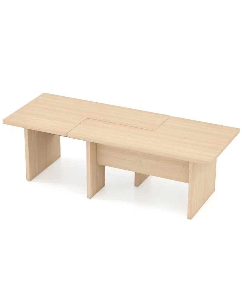 Modular Coffee Table Set of 2 L Shaped Center Tables for Small Space-Oak - Oak - Coffee Tables