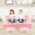 Modular Kids Play Couch Set Glow in the Dark with Portable Handles-Pink - Pink - Kids Chairs & Seating