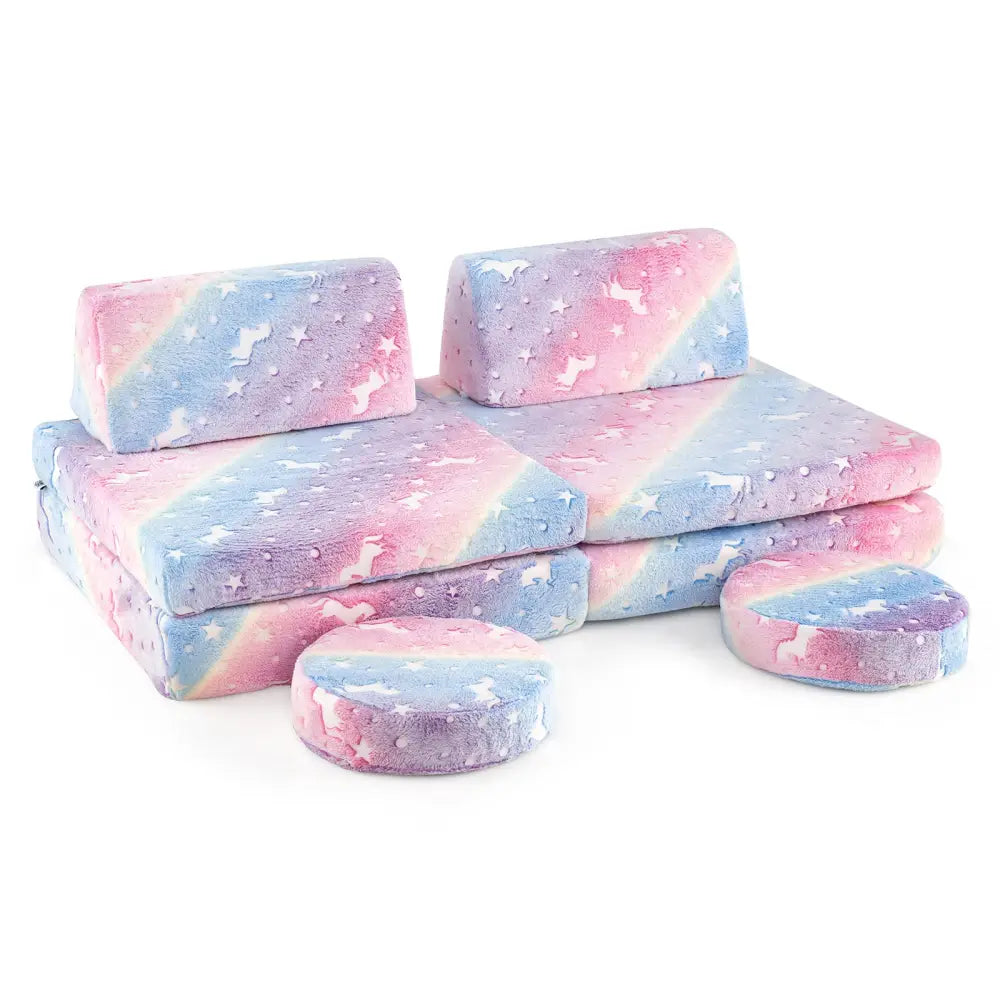Modular Kids Play Couch Set Glow in the Dark with Portable Handles-Color - Color - Kids Chairs & Seating