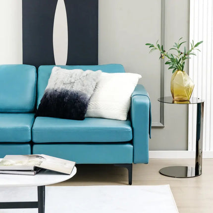 Modular L-shaped Sectional Sofa with Reversible Chaise and 2 USB Ports-Blue - Blue - Sofas & Loveseats
