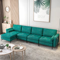 Modular L-shaped Sectional Sofa with Reversible Chaise and 2 USB Ports-Teal - Teal - Sofas & Loveseats