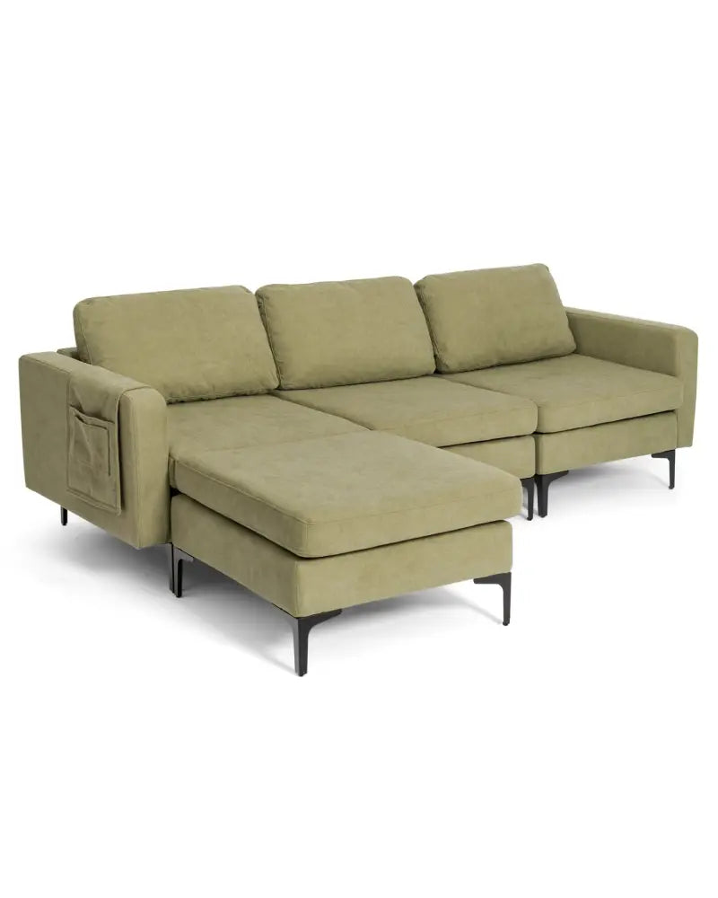Modular L-shaped Sectional Sofa with Reversible Chaise and 2 USB Ports-Green - Green - Sofas & Loveseats