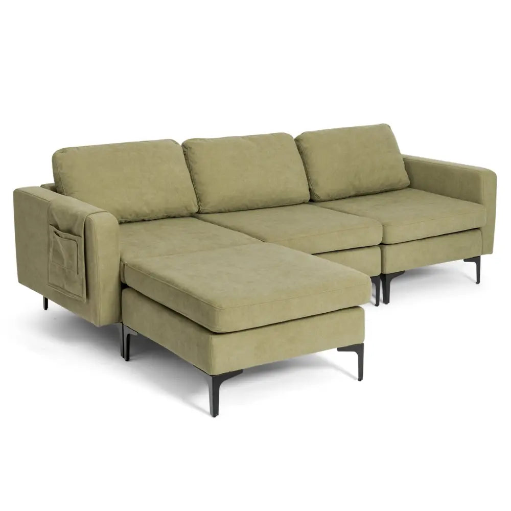 Modular L-shaped Sectional Sofa with Reversible Chaise and 2 USB Ports-Green - Green - Sofas & Loveseats
