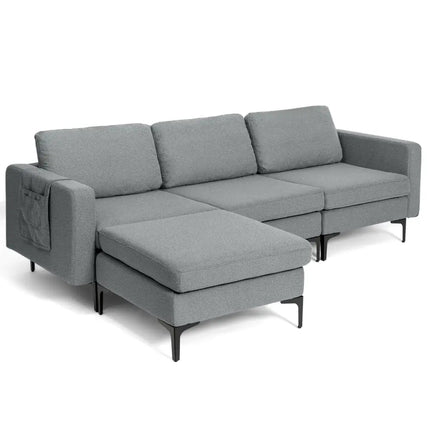 Modular L-shaped Sectional Sofa with Reversible Chaise and 2 USB Ports-Dark Gray - Dark Gray - Sofas & Loveseats