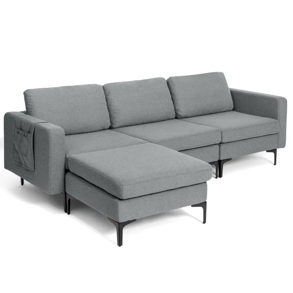Modular L-shaped Sectional Sofa with Reversible Chaise and 2 USB Ports-Dark Gray - Dark Gray - Sofas & Loveseats