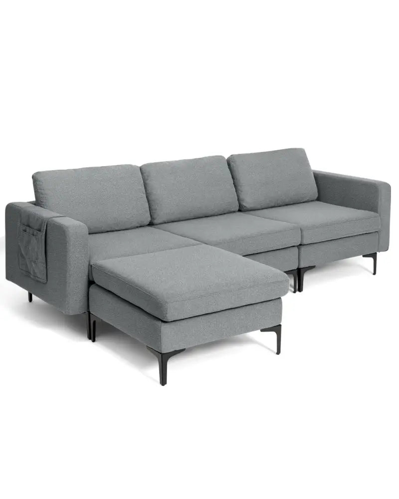 Modular L-shaped Sectional Sofa with Reversible Chaise and 2 USB Ports-Dark Gray - Dark Gray - Sofas & Loveseats