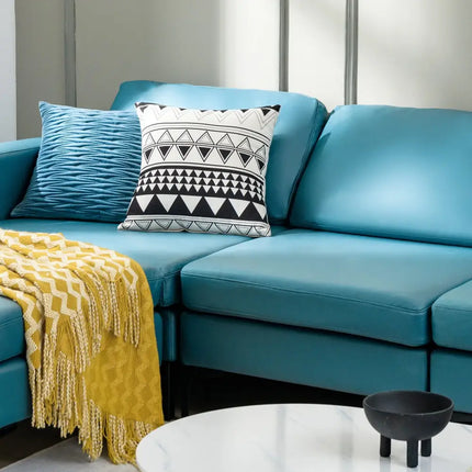 Modular L-shaped Sectional Sofa with Reversible Chaise and 2 USB Ports-Blue - Blue - Sofas & Loveseats