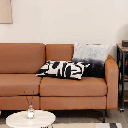 Modular L-shaped Sectional Sofa with Reversible Ottoman and 2 USB Ports-Orange - Orange - Sofas & Loveseats