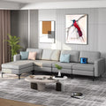 Modular L-shaped Sectional Sofa with Reversible Ottoman and 2 USB Ports-Light Gray - Light Gray - Sofas & Loveseats