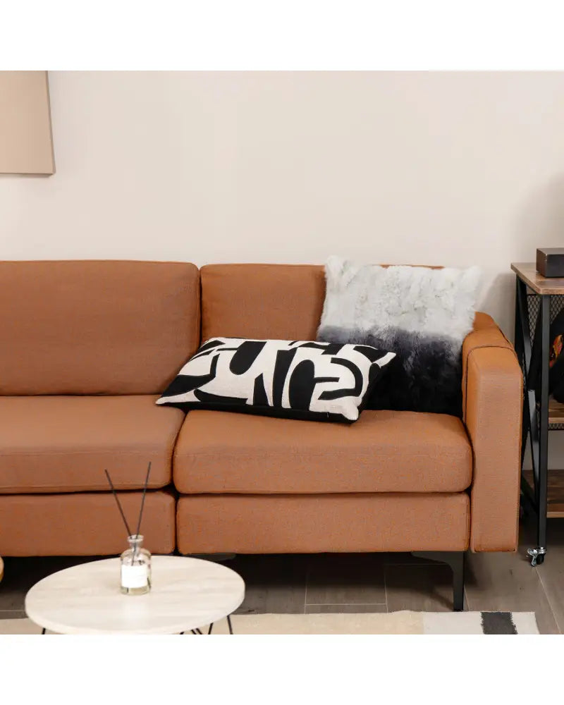 Modular L-shaped Sectional Sofa with Reversible Ottoman and 2 USB Ports-Orange - Orange - Sofas & Loveseats