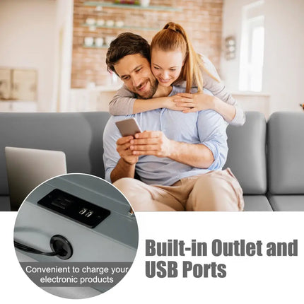 Modular L-shaped Sectional Sofa with Reversible Ottoman and 2 USB Ports-Light Gray - Light Gray - Sofas & Loveseats