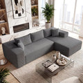 Modular Sectional Sofa Corduroy Upholstered L-shaped Sofa Couch with Deep Seats-Gray - Gray - Sofas & Loveseats