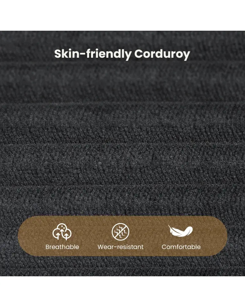 Modular Sectional Sofa Corduroy Upholstered L-shaped Sofa Couch with Deep Seats-Black - Black - Sofas & Loveseats