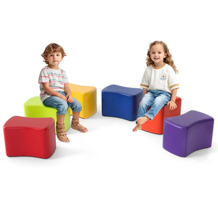 Modular Stool Set for Kids 6 PCS Butterfly Stools-Multicolor - Multicolor - Kids Chairs & Seating
