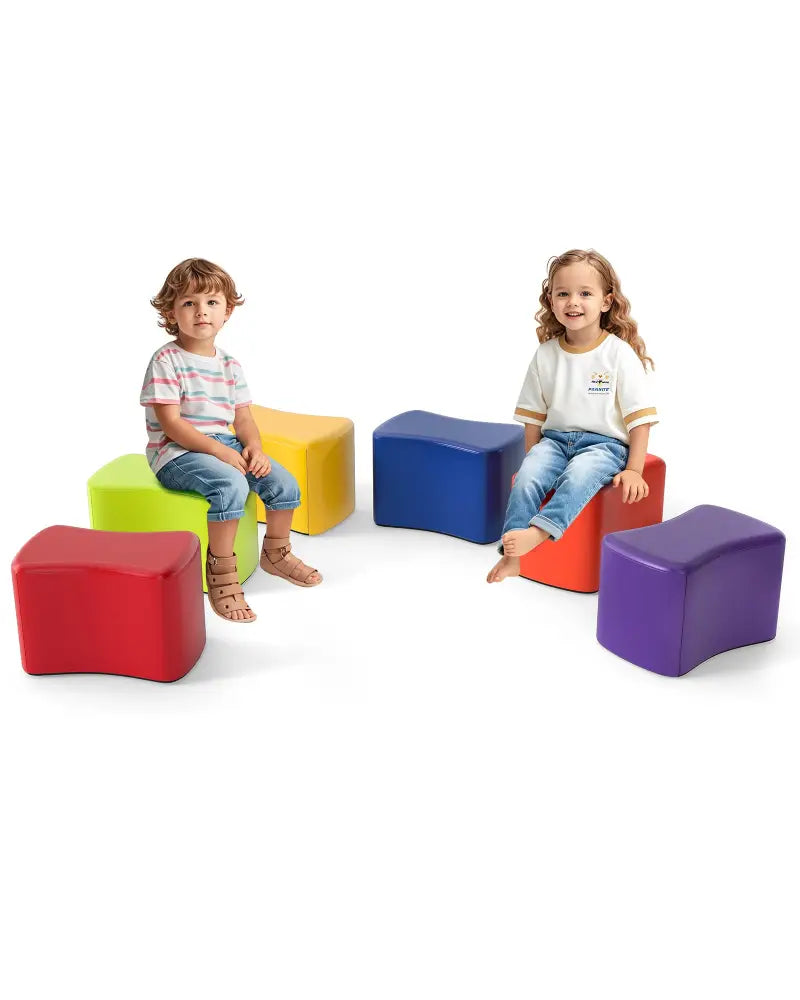 Modular Stool Set for Kids 6 PCS Butterfly Stools-Multicolor - Multicolor - Kids Chairs & Seating