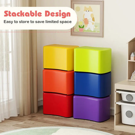 Modular Stool Set for Kids 6 PCS Butterfly Stools-Multicolor - Multicolor - Kids Chairs & Seating