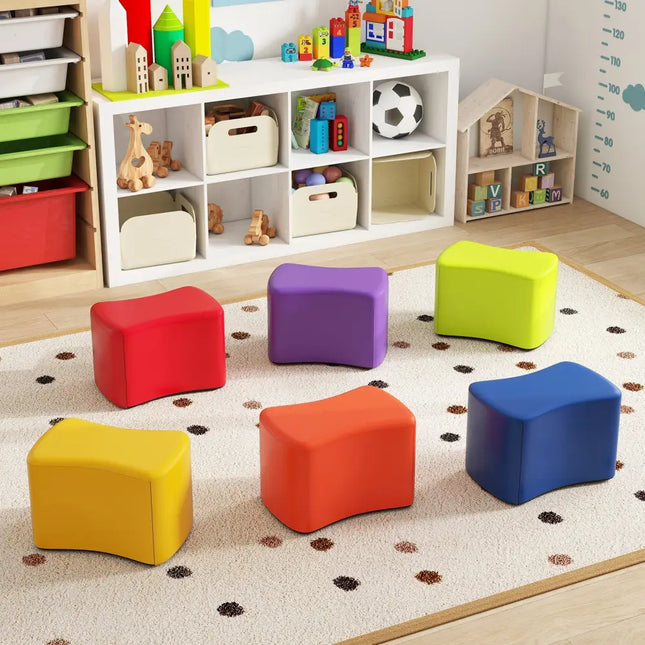 Modular Stool Set for Kids 6 PCS Butterfly Stools-Multicolor - Multicolor - Kids Chairs & Seating