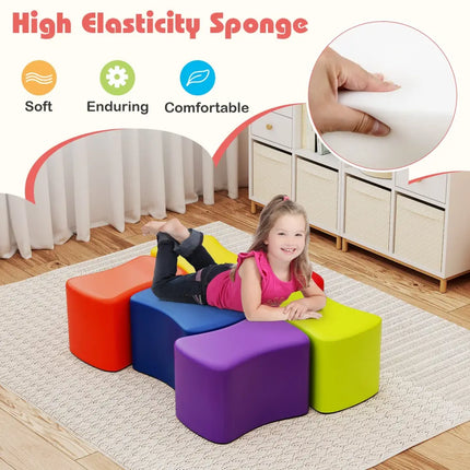 Modular Stool Set for Kids 6 PCS Butterfly Stools-Multicolor - Multicolor - Kids Chairs & Seating