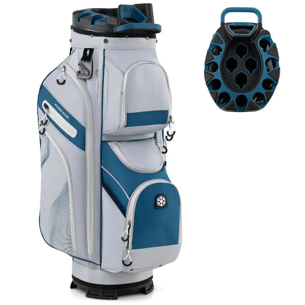 Molded Lock Top Golf Cart Bag with 14-Way Full Length Dividers and 11 Pockets-Navy - Navy - Golf