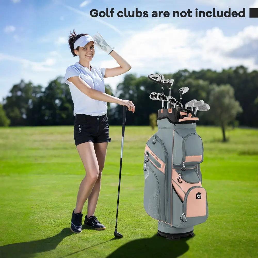 Molded Lock Top Golf Cart Bag with 14-Way Full Length Dividers and 11 Pockets-Orange - Orange - Golf