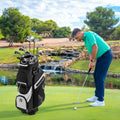 Molded Lock Top Golf Cart Bag with 14-Way Full Length Dividers and 11 Pockets-Gray - Gray - Golf
