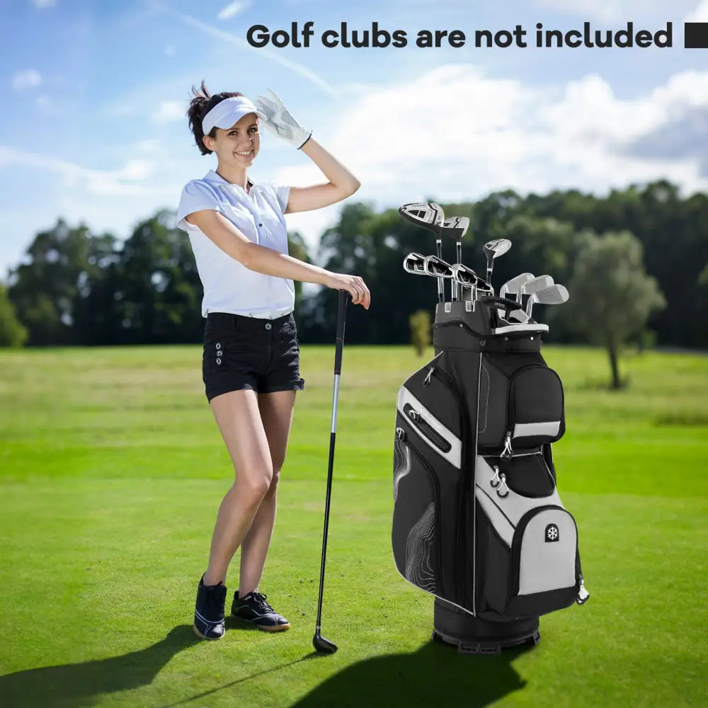 Molded Lock Top Golf Cart Bag with 14-Way Full Length Dividers and 11 Pockets-Gray - Gray - Golf